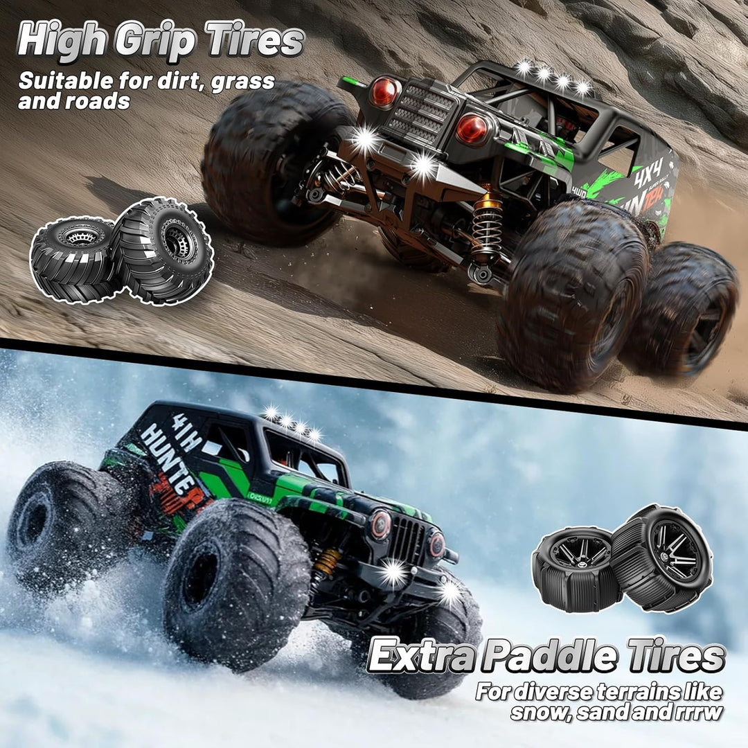 Ferngesteuertes Auto 1:14 RC Auto 4WD 40+ km/h Off Road Monster Truck, RC Car mit 2× 7,4V 1300mAh Ak