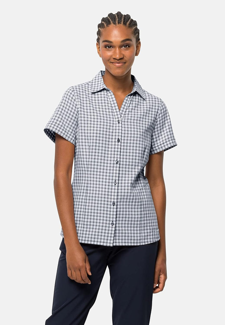 Jack Wolfskin Damen Kepler Shirt W Shirt Shortsleeve XS Night Blue Checks, XS Night Blue Checks