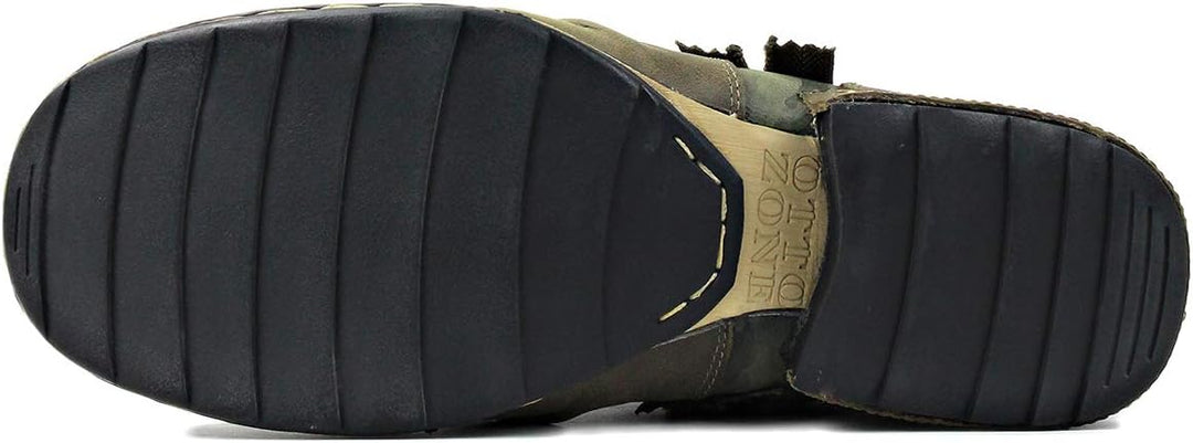 Herren Stiefel aus Leder Rindsleder mit Gummisohle Biker Motorrad Boots Männer Stiefeletten CD-5008-