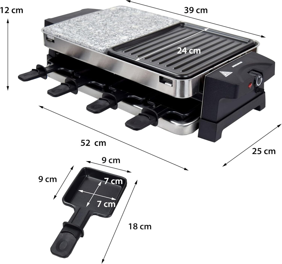 Syntrox Germany Raclette-Grill Bernus, Multifunktionsgrill mit heissen Stein, Edelstahl Raclette, An