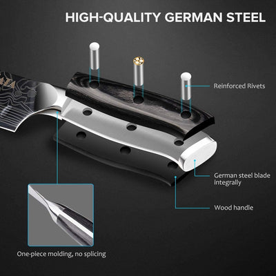 MOSFiATA Kochmesser, Santoku Messer Küchenmesser Profi Chefmesser Allzweckmesser Aus Rostfreiem Stah