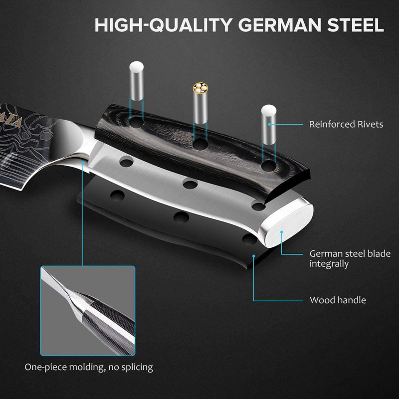 MOSFiATA Kochmesser, Santoku Messer Küchenmesser Profi Chefmesser Allzweckmesser Aus Rostfreiem Stah