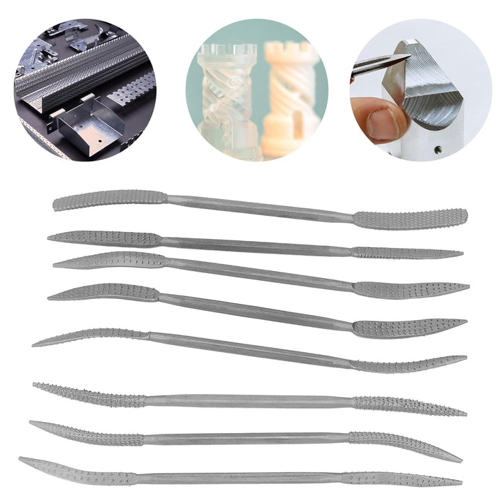 8PCS Holzfeilen und Raspeln, doppelseitiges Riffler-Holzraspel-Feilen-Set Riffler-Feilen-Set Holzfei