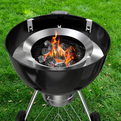 Onlyfire Räucherkammer Grillzubehör für Weber 57 cm Kugel-Holzkohlegrill, mit Deflektorstein & 4 Gri