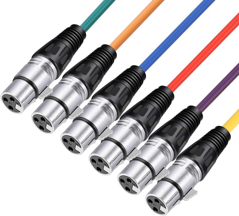 Neewer 6-Pack Audio Mikrofon Kabel 24,9 Fuss / 7,6 Meter-XLR Stecker auf XLR Buchse Farbige Schlange