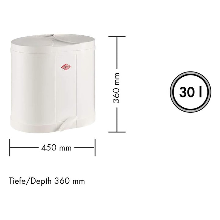 Wesco Ökosammler 170 in der Farbe weiss, pulverbeschichtetes Stahlblech, zwei getrennte 15 Liter Ein