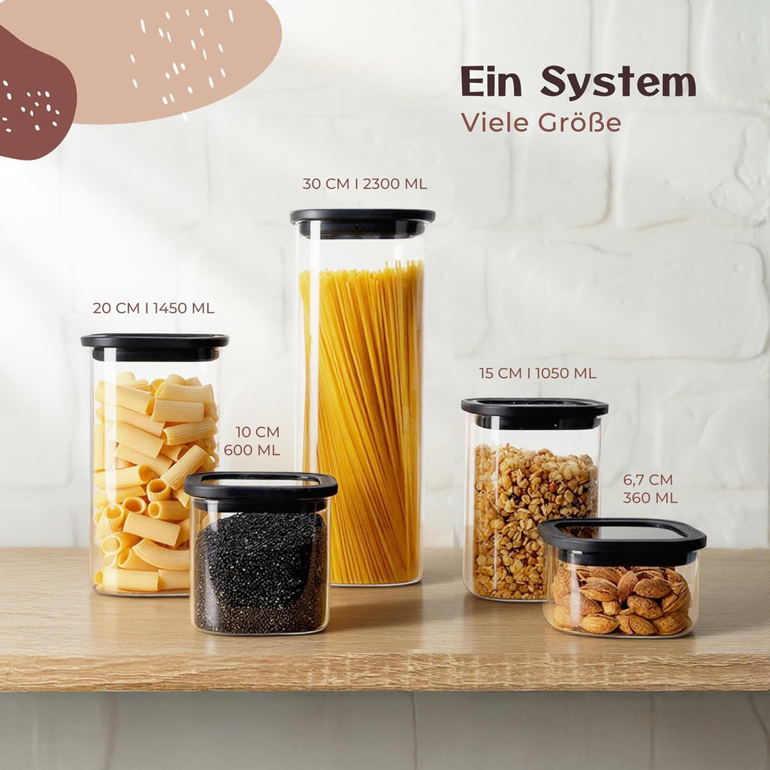Vorratsgläser mit Deckel (4 x 1450 ml) – Vorratsdosen Glas mit Deckel, luftdicht & mottensicher | ec