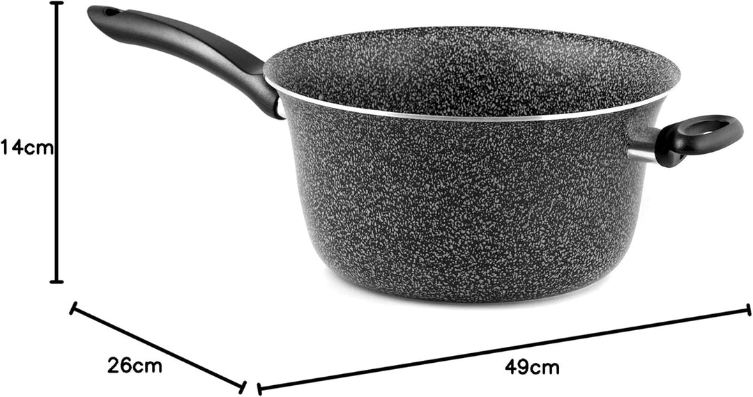 Home Kochkessel Antihaft mit Griff, Stein, Schwarz/Silber, 26 cm