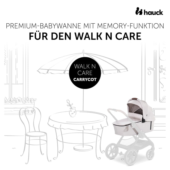 hauck Babywanne mit Memory-Knöpfen für Walk N Care Kinderwagen für Neugeborene ab Geburt bis 9 kg, U