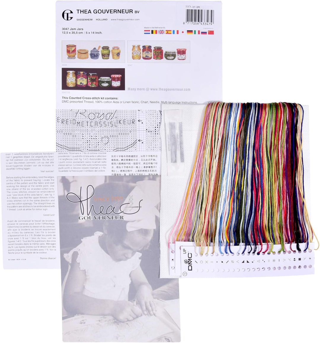 Thea Gouverneur - Kreuzstich-Set - Marmeladen-Topf - Aida - 18 Count - Für Erwachsene - 3047A 5" by