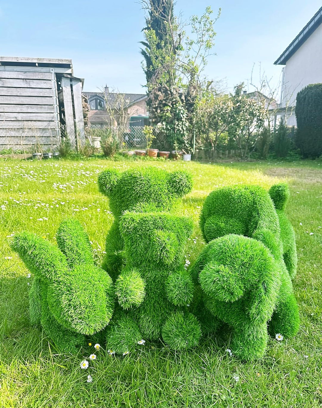 Innovative Kunstwerk Figuren aus Kunstrasen Hase Bär Hund Tier Garten Dekoration Gras Deko (Hase, 35