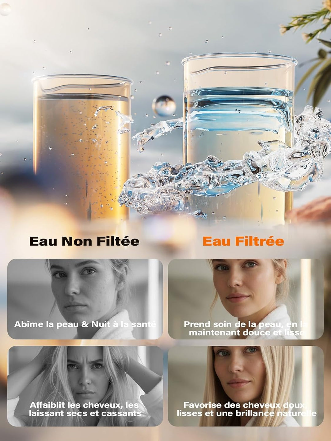 Cobbe Duschkopf mit Filter, Duschkopf Wassersparend Hartwasser mit Filtration in 20 Schichten, 6 Str