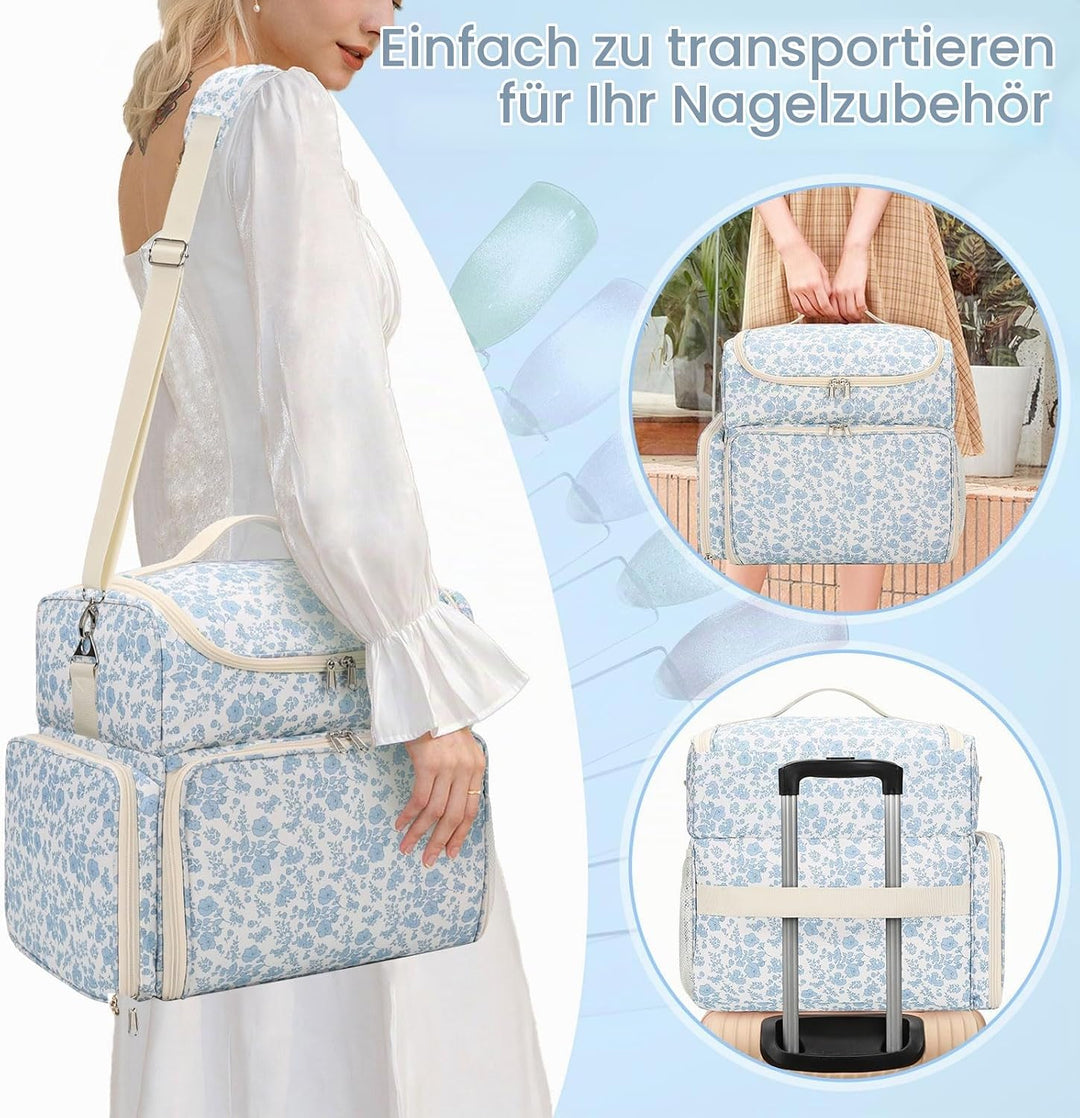 Nagelkoffer mit Extra Grosser Kapazität – Nagellack Koffer für 86 bis 100+ Flaschen &amp; Nagellampe, Do