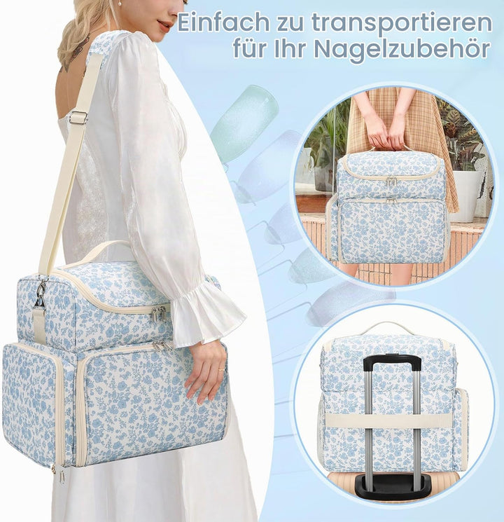 Nagelkoffer mit Extra Grosser Kapazität – Nagellack Koffer für 86 bis 100+ Flaschen &amp; Nagellampe, Do