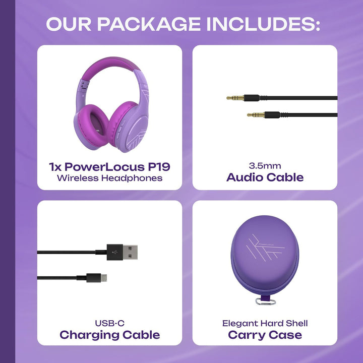PowerLocus Bluetooth Kopfhörer Over Ear, Kopfhörer Kabellos mit 3-EQ modi, 60std. Spielzeit, Hi-Fi-S