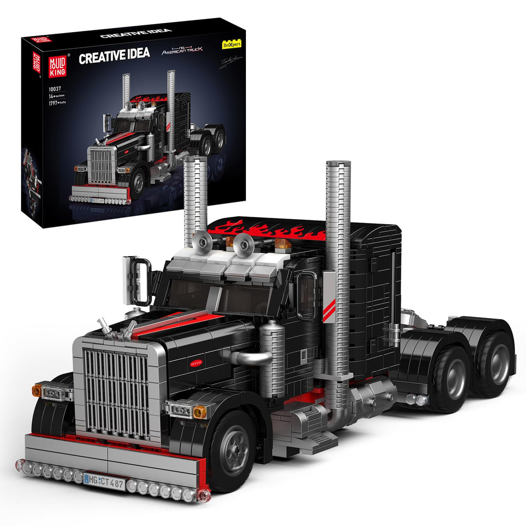 Mould King 10037 Technik US-Truck 'Das Schwarze Monster Car Modell, Kreativität Technologie Sportwag