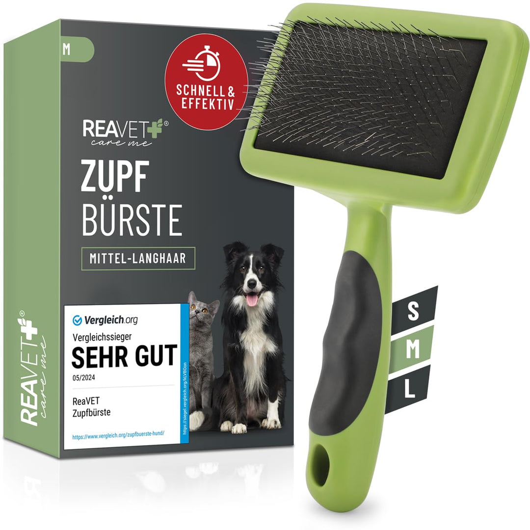 TESTURTEIL SEHR GUT 05/24 ReaVET Hundebürste, Katzenbürste, Zupfbürste für Langhaar Hunde & Katzen I