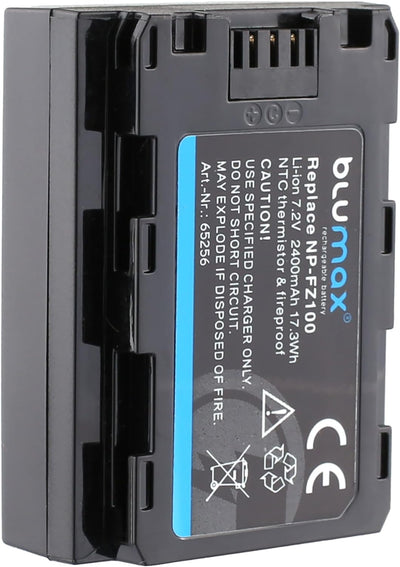 Blumax Akku ersetzt Sony NP-FZ100 | 2400mAh - für Sony Alpha Sony FX30-7 IV 7c 7RIV 7RV 7RIII ZV-E1