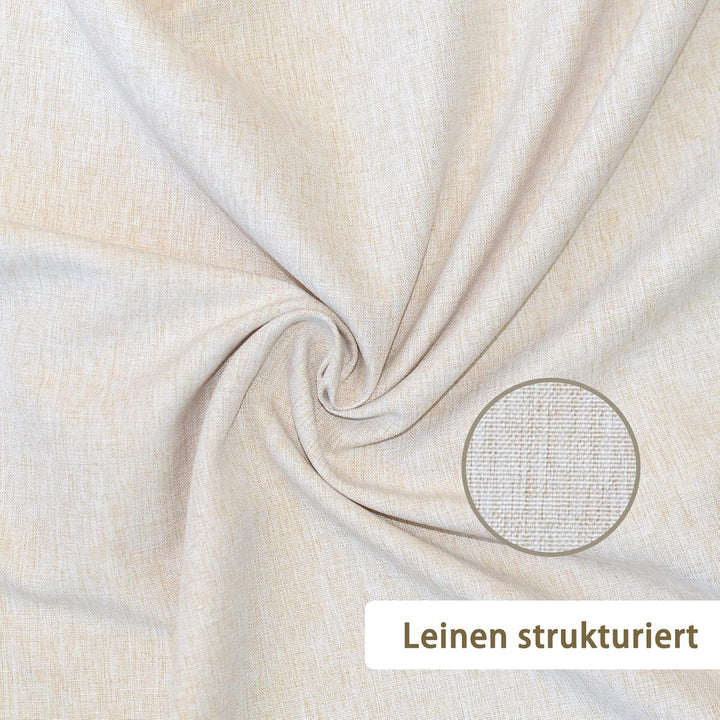 YISURE Hakenlos Duschvorhang 180x180 leinenoptik Kunstleinen, schwer Beige Crème Schmal Badevorhang