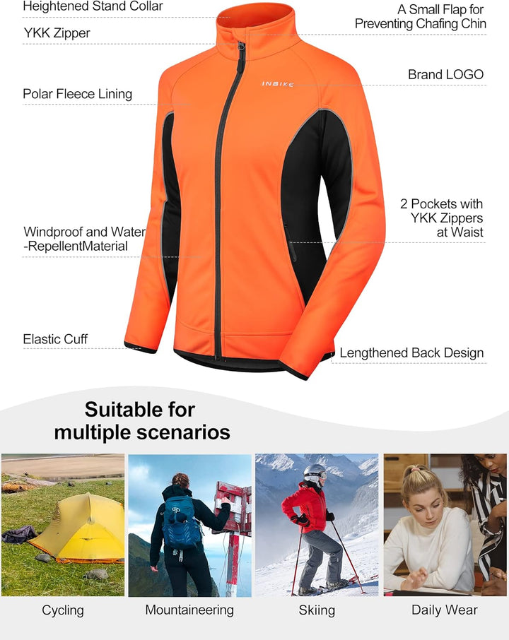 INBIKE Fahrradjacke Damen Winter Thermo Reflektierend Wasserabweisend Winddicht Atmungsaktiv Radjack
