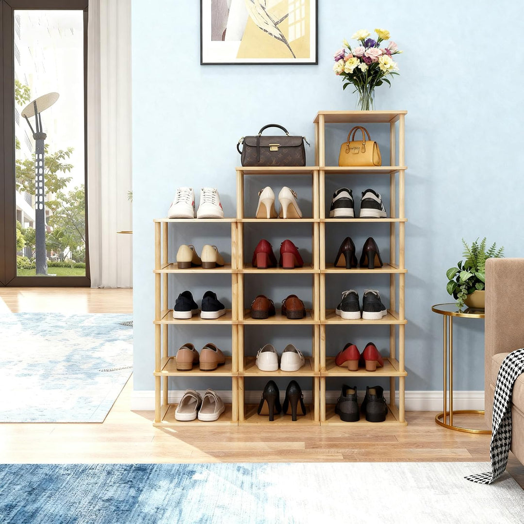 Aniston Bambus-Schuhregal, 5 Etagen, vertikales Schuhregal für kleine Räume, freistehend, hoch, schm