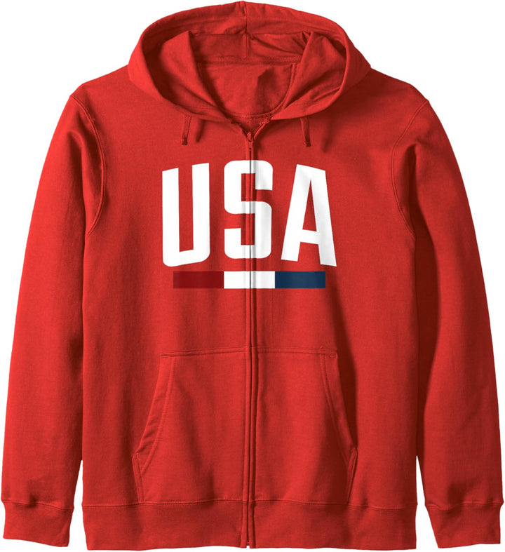 USA Big Bold White Text Flag Stripe Kapuzenjacke