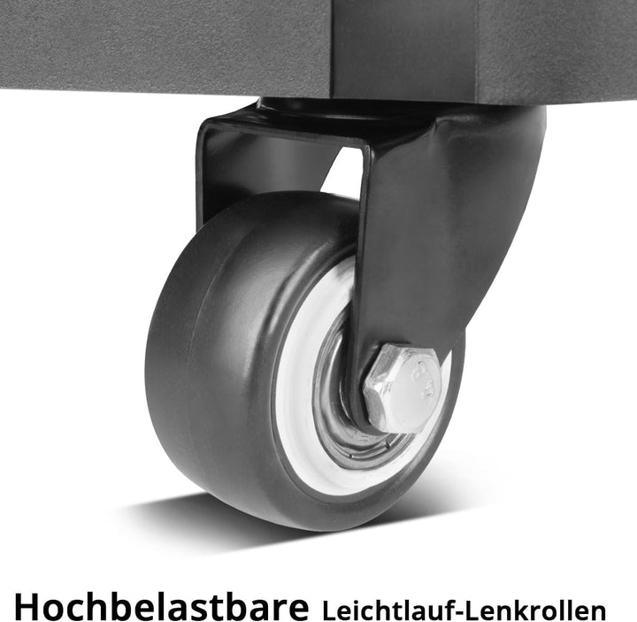 STAHLWERK Werkzeugtrolley mit drei Boxen – mobiler Werkzeugkoffer-Trolley mit Teleskopgriff, Metallv
