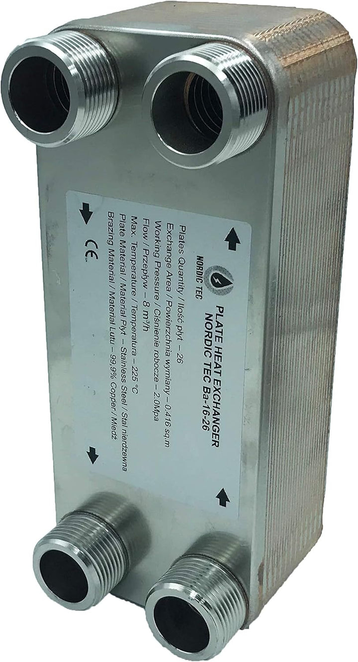 Edelstahl Plattenwärmetauscher Nordic Tec Ba-16-26 Plattenwärmeübertrager Wärmetauscher 26 Platten 1