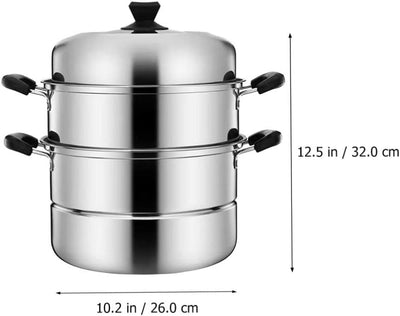 Cabilock Edelstahl Dampfgarer Topf Suppentopf Pastatopf Dampfkorb 3 Schichten Dim Sum Dämpfer Kochto