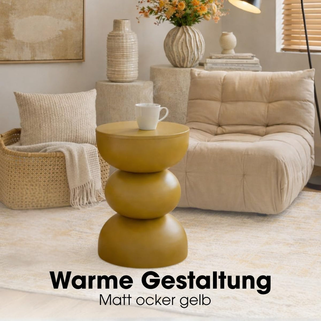 MICA Decorations Luna Beistelltisch – Beistelltisch Rund H46 x Ø32 cm – Wohnzimmer Tisch oder Nachtt