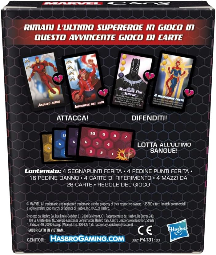 Hasbro Gaming, Marvel Chaos Marvel Superhelden Kartenspiel, lustiges Spiel für Familien ab 8 Jahren,