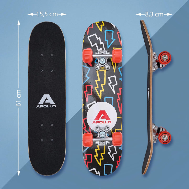 Apollo Kinder Skateboard, kleines Komplett Board mit ABEC 3 Kugellagern und Aluminium Achsen, Coole