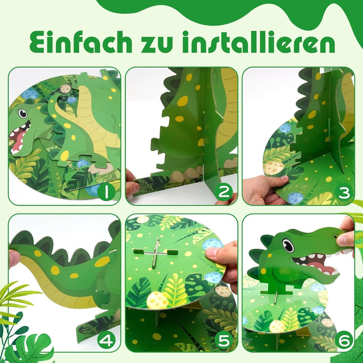 Dinosaurier-Cupcake-Ständer, Dreistöckiges Cartoon-Design, Ideal für Geburtstagsfeiern, Taufen und A