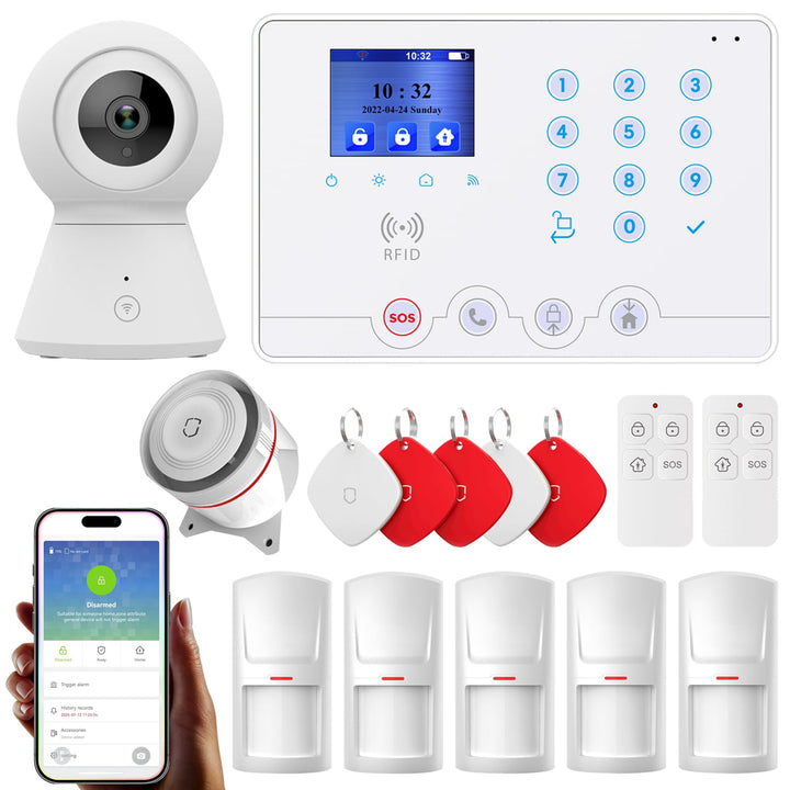Wolf Guard W4Q-W03 WiFi + 4G Wireless Home Einbrecher Alarmanlage Kit Tuya Smartlife APP, mit Sirene