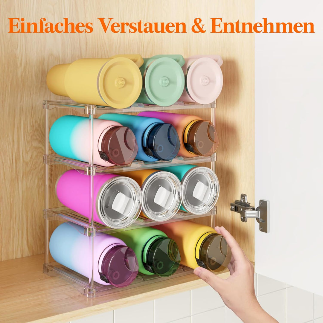 Lifewit Stapelbarer Flaschenorganizer aus Kunststoff für Zuhause, Tumbler- und Becherhalter, Transpa