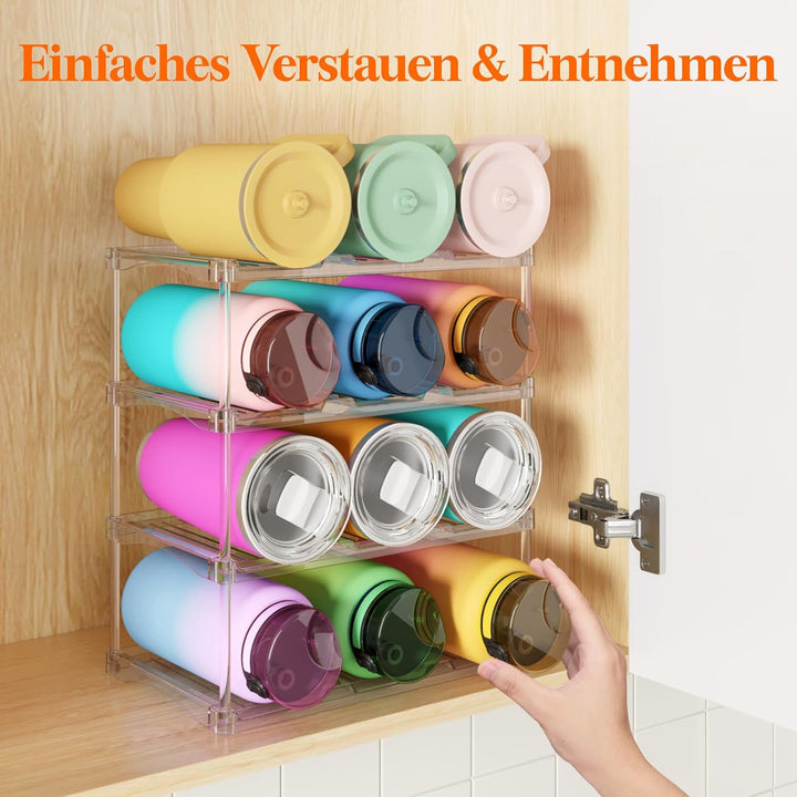 Lifewit Stapelbarer Flaschenorganizer aus Kunststoff für Zuhause, Tumbler- und Becherhalter, Transpa