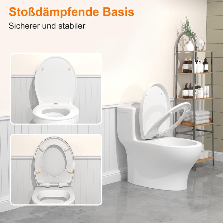 SURFOU Toilettendeckel mit Absenkautomatik, O-Form, Schnellverschluss