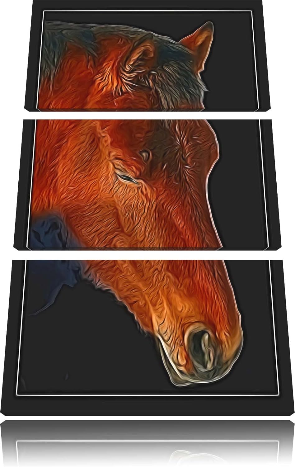 Dark maiestätisches Pferd NewArt 3-Teiler Leinwandbild 120x80 Bild auf Leinwand, XXL riesige Bilder