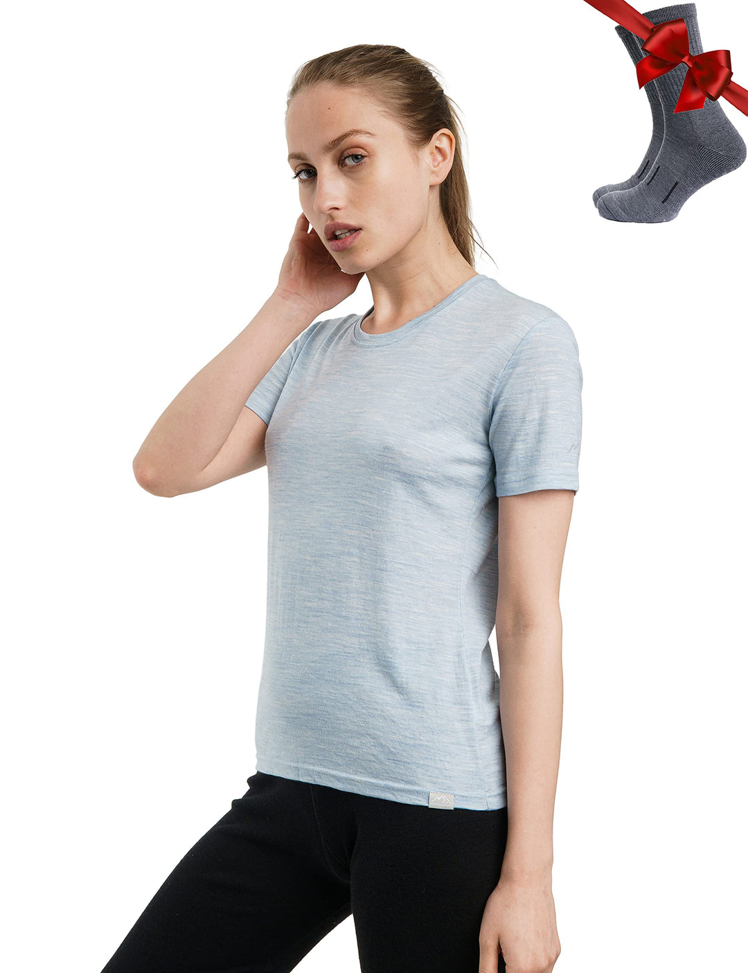 Merino.tech Merinowolle T-Shirt Damen - 100% Merinowolle Leichte Basisschicht Damen Kurzarm T-Shirt