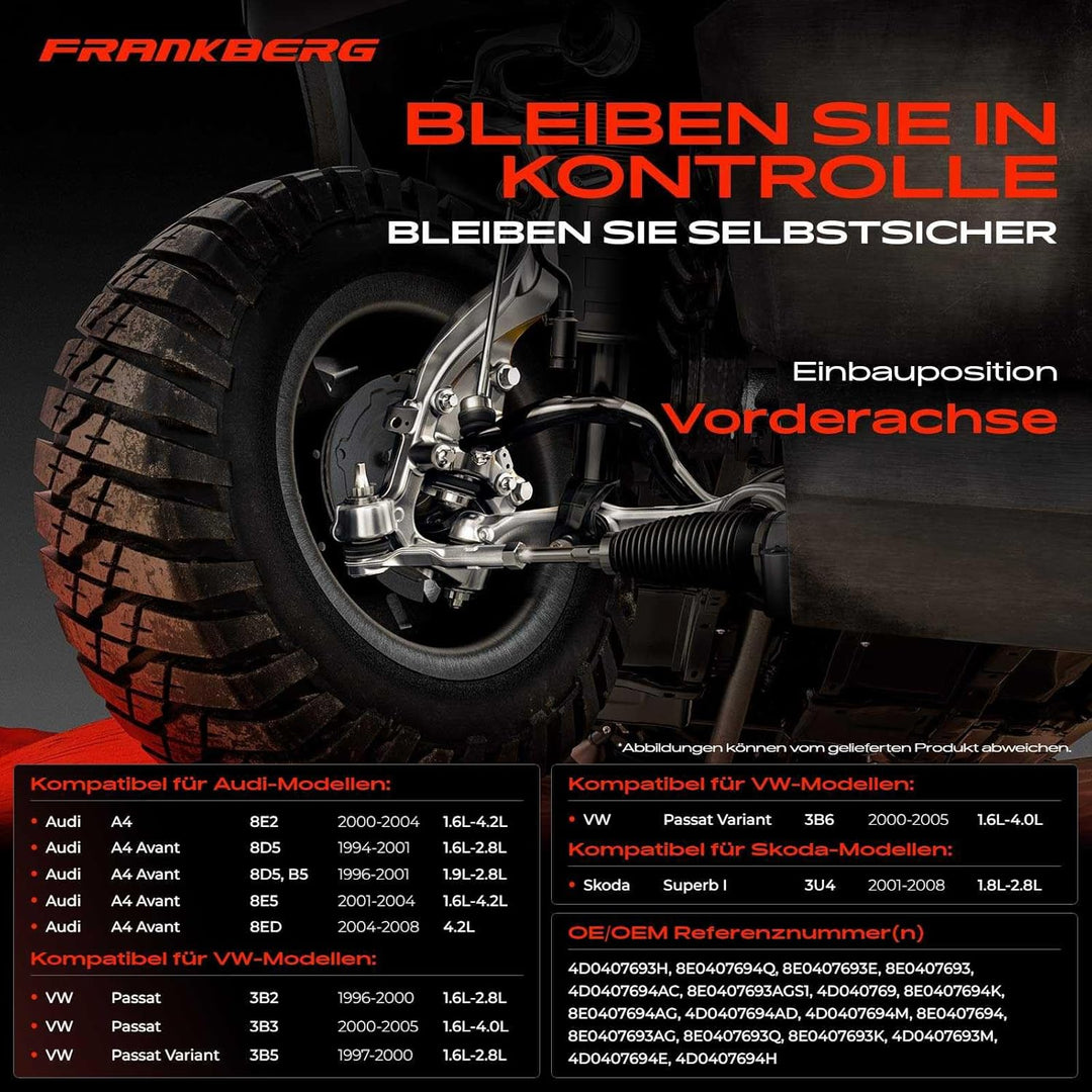 Frankberg Querlenker Vorderachse unten Hinten Links Rechts Kompatibel mit A4 1994-2009 A6 1997-2005