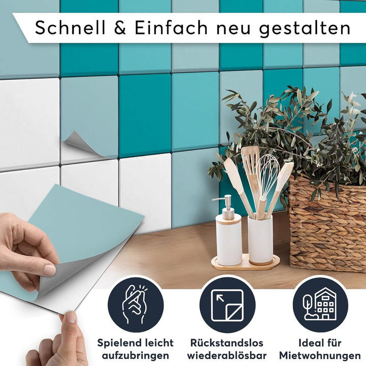 CREATISTO Klebefliesen Stickerfliesen Fliesenfolie - Klebefolie Aufkleber für Wand-Fliesen I Klebefl