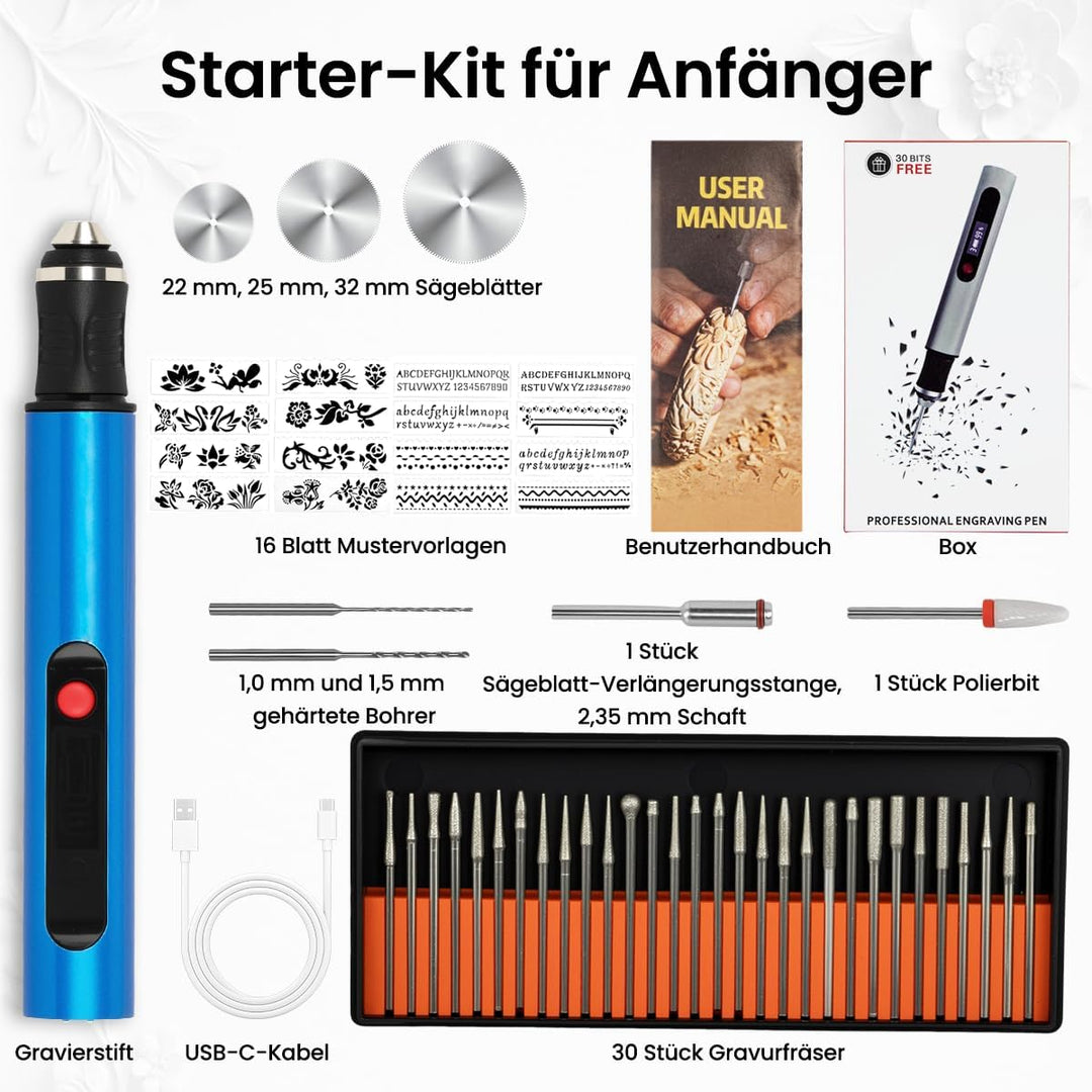 Elektrischer Gravierstift mit 35 Bits,Upgraded Electric Engraving pen Tragbarer Gravierer mit Digita