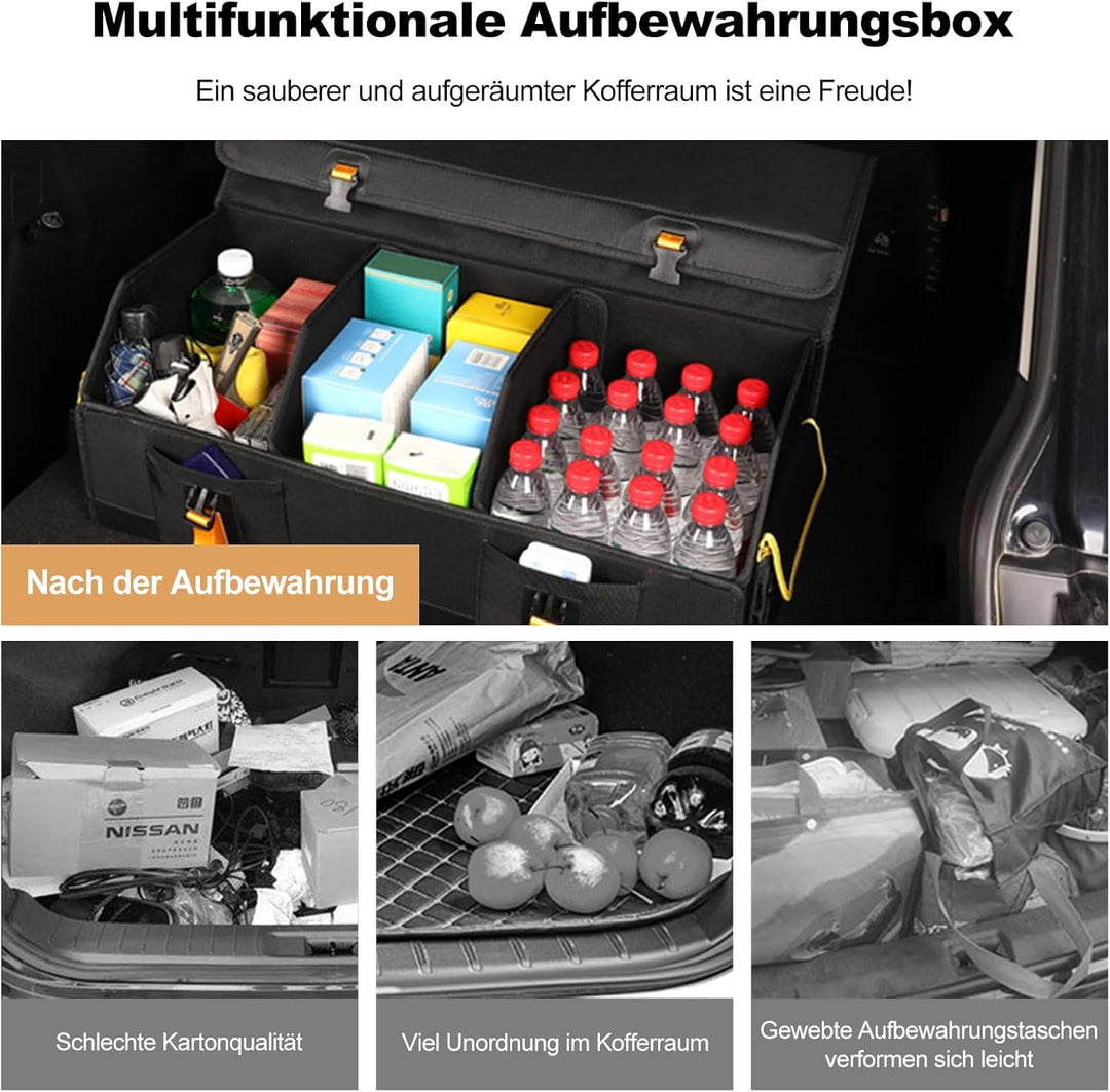 Ergocar Faltbar Kofferraum Organizer, 600D Oxford-Stoff Wasserdicht Rutschfest Kofferraumtasche, Aut