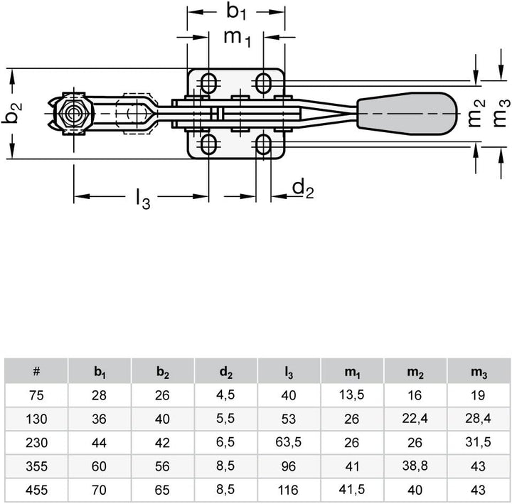 Ganter Normelemente | Horizontalspanner mit waagerechtem Fuss - GN 820-230-MC | Stahl | verzinkt, bl