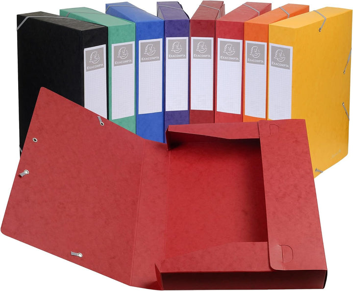 Exacompta 16000H 10er Pack Premium Sammelboxen mit Gummizug 60 mm aus extra starkem Colorspan-Karton