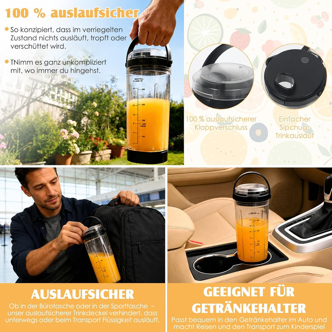 Ersatzbecher für Ninja Blast Mixer BC151 &amp; BC100 Serie, Mixgefäss Mixbecher, Austauschdeckel mit Tra