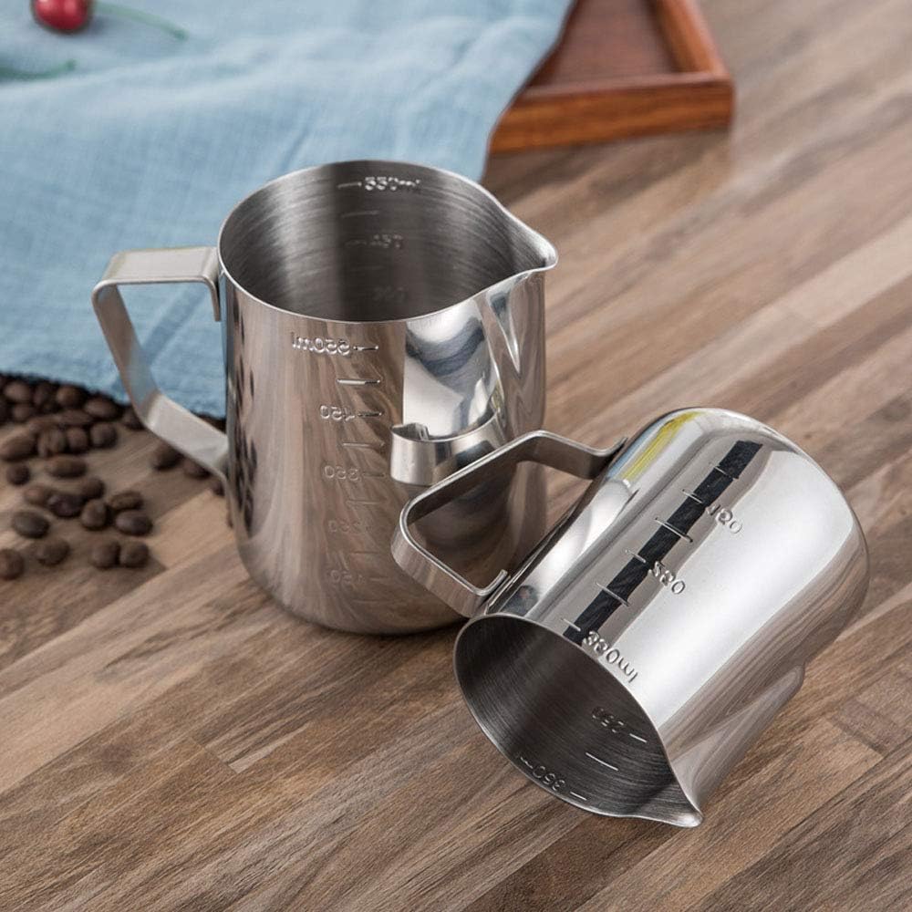 POEFT 600ML Edelstahl Milchschäumkrug überzogen, Espressomilchschaumkrug Kaffeekanne, Latte Art Cup