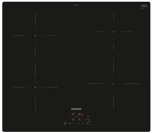 Siemens EU611BEB6E iQ100, Induktionskochfeld, 60 cm, Schwarz, Rahmenlos aufliegend, TouchControl, po