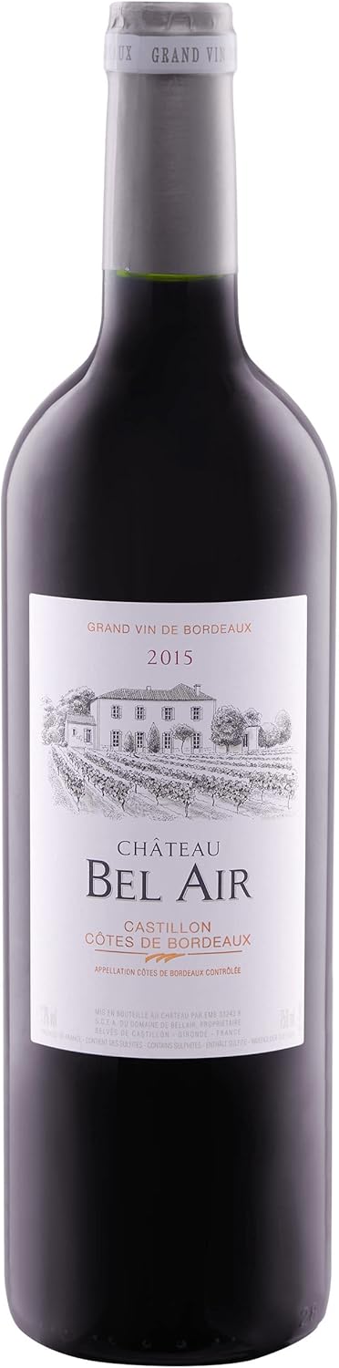 BRUBAKER Geschenkset Weinset mit 1 Flasche Rotwein Jahrgang 2015 Château Bel Air - in Holzkiste mit