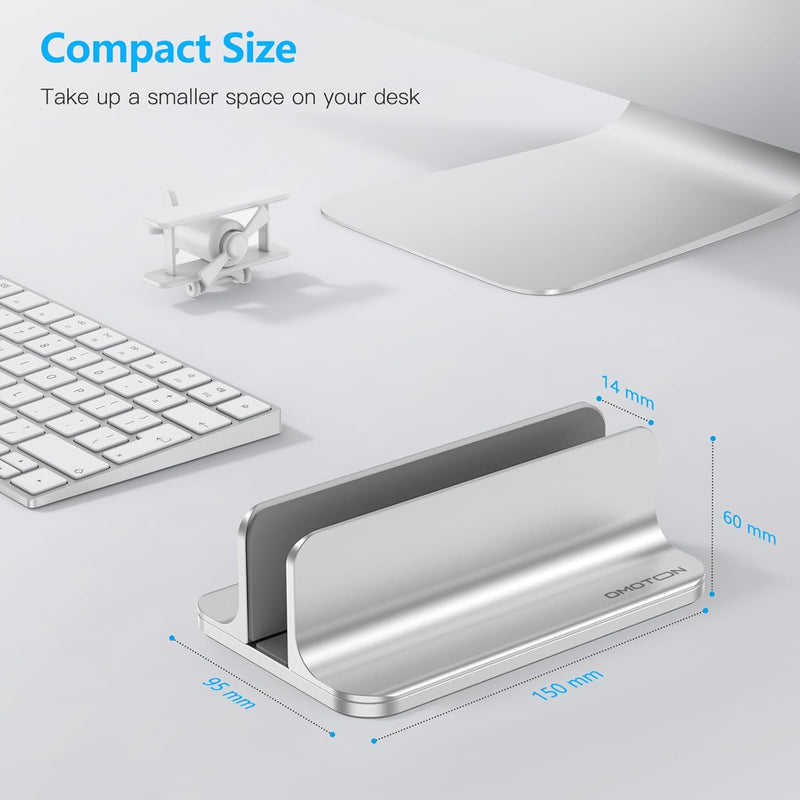 OMOTON Vertikal Verstellbarer Laptop Ständer, Notebook Ständer aus Aluminium, Laptop Halterung für M